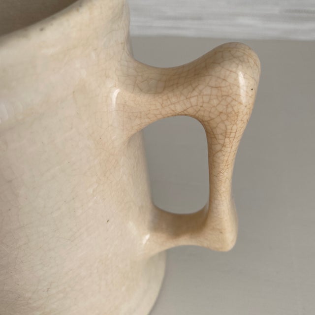Antique Cream Beige Ironstone Milk Pitcher For Sale - Image 4 of 12