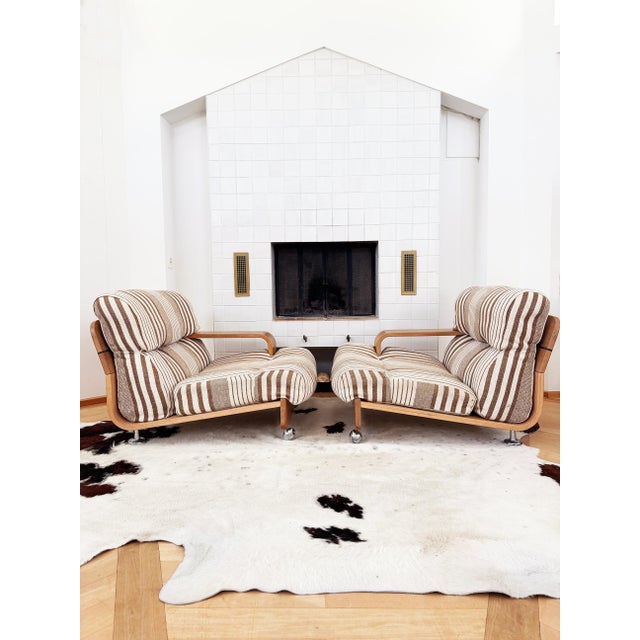 70s Mario Bellini Cassina Attributed "Pianura" Style Oak Two Seater Sofa Loveseat (1 of 2) For Sale - Image 15 of 18