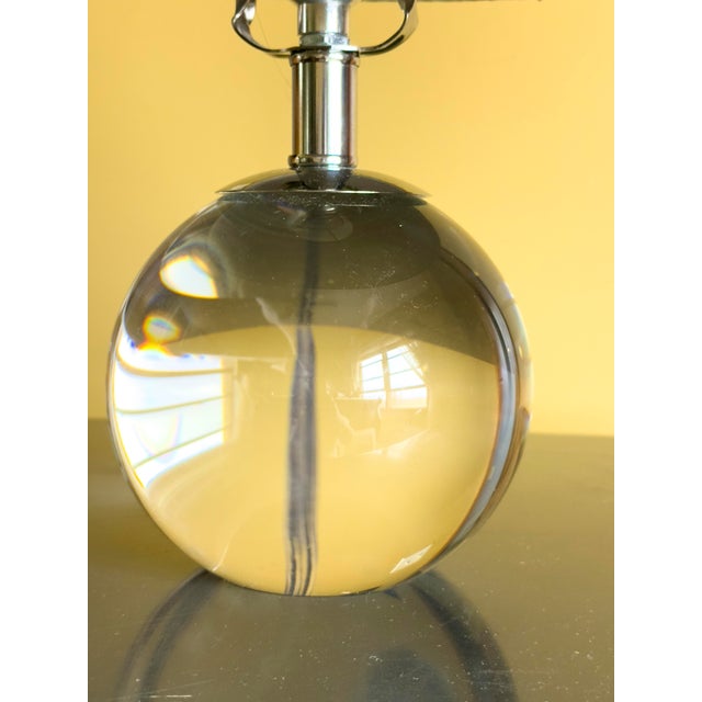 Baccarat 1980s Giorgio Mini Crystal Table Lamp With Herringbone Lampshade For Sale - Image 4 of 11