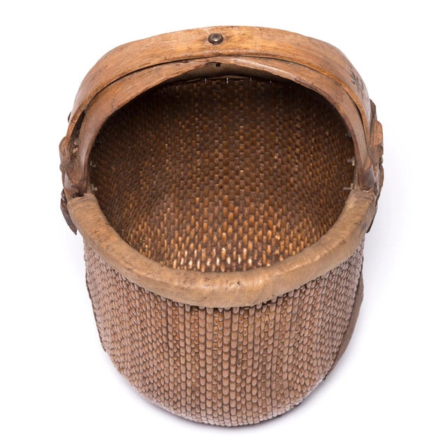 Brown Chinese Bent Handle Fisherman's Basket, circa 1850 For Sale - Image 8 of 8
