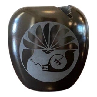 Mid 20th Century Adakai Black Pottery Oval Vase For Sale