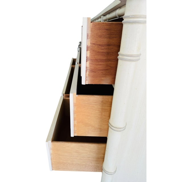 Cream Vintage Henry Link Bali Hai Faux Bamboo Triple Dresser - 9 Drawer - Original Finish For Sale - Image 8 of 16