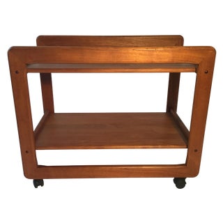 Geometric Danish Teak Bar Cart For Sale