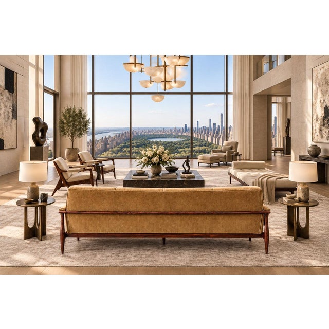 “Canoa” Sofa in Brazilian Rosewood and Warm Camel Velvet, Liceu de Artes e Ofícios, Brazil, 1960s — Lot 856C For Sale - Image 4 of 18