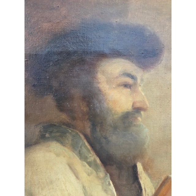 Antique Antal Anton Peczely (b.1891-1963) Oil on Canvas Jewish Scholar Painting For Sale - Image 12 of 17