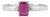 Dainty 0.69 Ct Octagon Ruby & Diamond Three Stone Ring in 925 Sterling Silver Size 6 For Sale