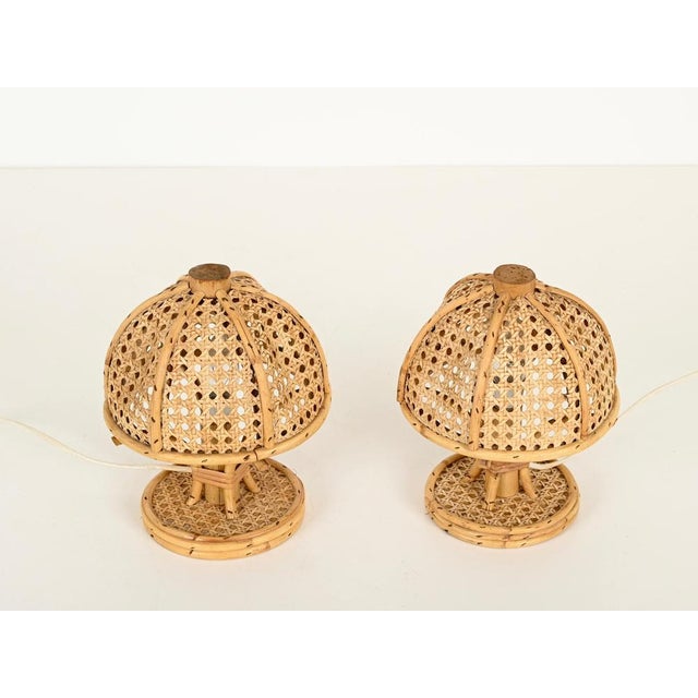 Table Lamps in Bamboo, Rattan and Vienna Straw by Louis Sognot, Italy, 1960s, Set of 2 For Sale - Image 10 of 13