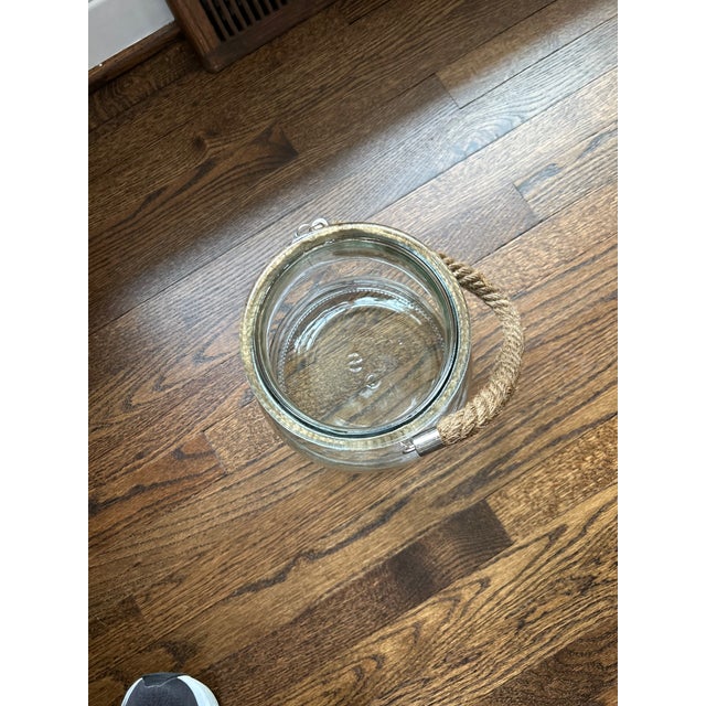 l.e. Smith Glass Jar With Jute Rope Handle, Coastal Style For Sale In Chicago - Image 6 of 6