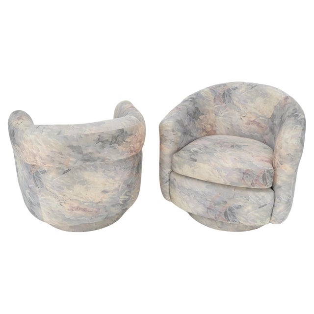 Pair Mid-Century Modern Milo Baughman Thayer Cogging Swivel Barrel Lounge Chairs For Sale - Image 12 of 18