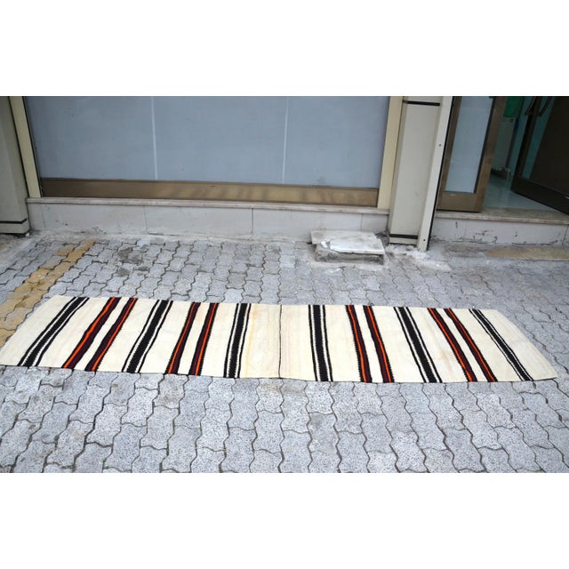 Antique White Tribal Handmade Bohemian Runner For Sale - Image 8 of 11