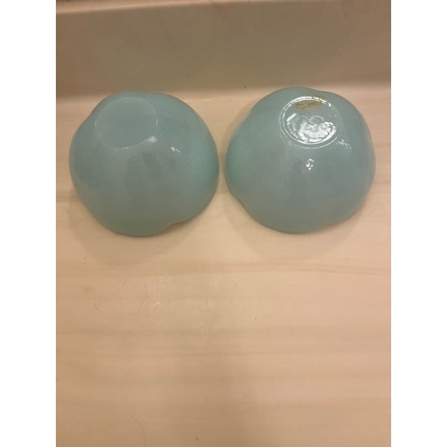 Vintage Art Deco Style Italian Opaline Glass Baby Blue Translucent Scalloped Edges For Sale - Image 9 of 12