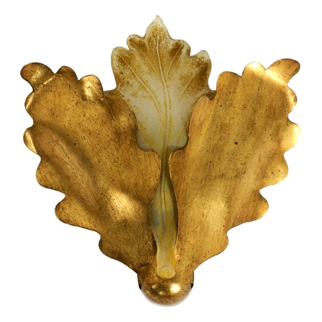 Vintage Gold-Plated Glass and Metal Wall Lamp by Banci Firenze, Italy, 2000s For Sale