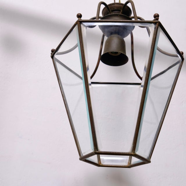 Hexagonal Glass Pendant Lamps, 1950s, Set of 2 For Sale - Image 6 of 16