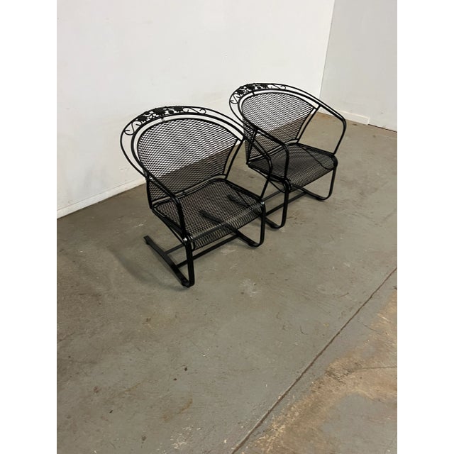 Mid-Century Modern Vintage Mid-Century Salterini Curve Back Outdoor Cantilever/Springer Arm Chairs - Set of 2, Attributed For Sale - Image 3 of 12