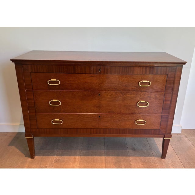 1950s Neoclassical style chest of drawers in wood and brass For Sale - Image 12 of 12