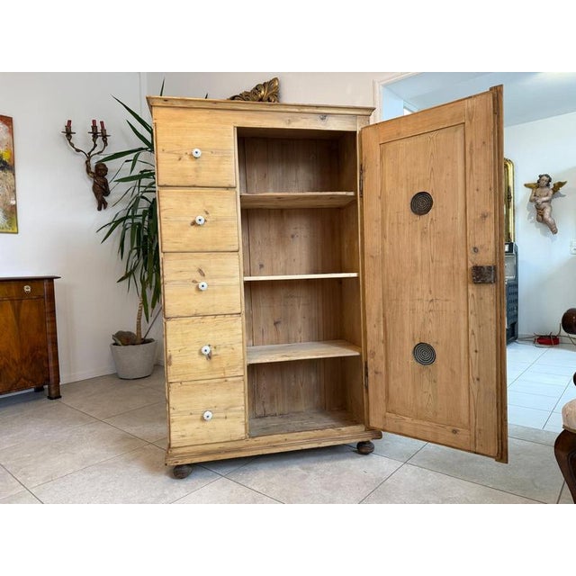 Brown Rustic Biedermeier Pantry Farm Cupboard For Sale - Image 8 of 12
