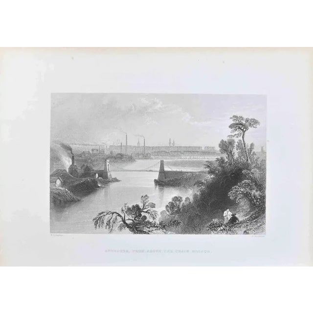 Aberdeen from above the chain bridge is a lithograph artwork on paper realized by the artist W.H. Bartlett . Signed on the...