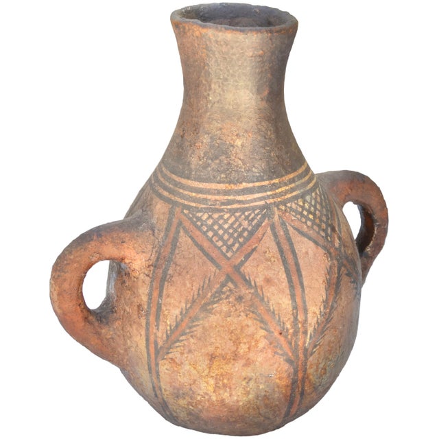 Moroccan Antique Handmade Moroccan Berber Pottery Jar With Handles For Sale - Image 3 of 9