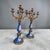 Pair of Vintage French Hand-Painted Cobalt Blue Porcelain & Gilt Metal Five-Light Candelabra For Sale In West Palm - Image 6 of 10
