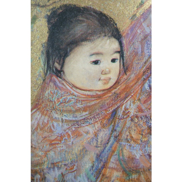 1980s Edna Hibel Japanese Ladies at Mountain & Mother Baby Oil Paintings - Set of 2 For Sale - Image 9 of 15