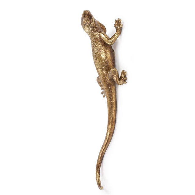 Plastic Golden Lizard Wall Decor For Sale - Image 7 of 11