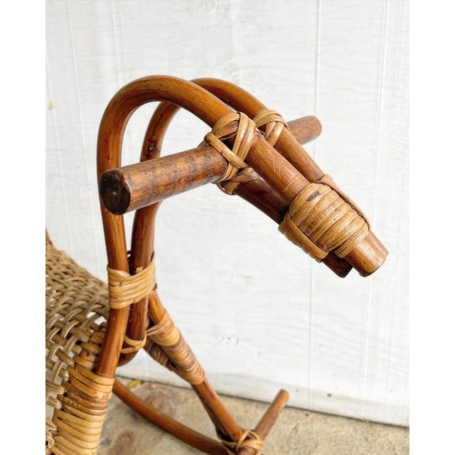 Mid Century Modern Sculptural Italian Wicker and Rattan Rockinghorse by Designer Franco Albini For Sale - Image 9 of 13
