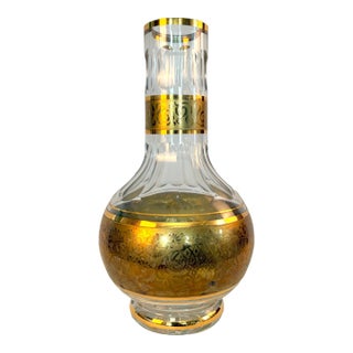 Vintage Bohemian Crystal Decanter With Gold Decoration | Art Deco Revival For Sale