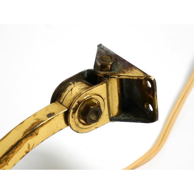 Mid-Century Brass Extendable Scissor Wall Lamp with Aluminum Diabolo Shade in Red and Brass, 1950s For Sale - Image 14 of 18