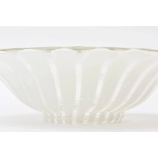 Vintage Murano Veninil Glass Bowl With White Pinwheel Design, 1960's For Sale - Image 4 of 11