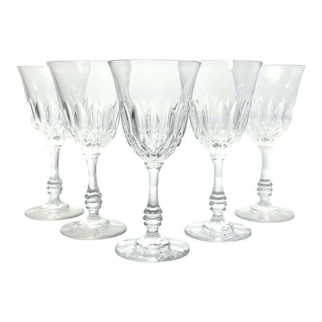 1970s Fostoria “Kimberly” Set of 5 Water Glasses 7 3/8” 9oz For Sale