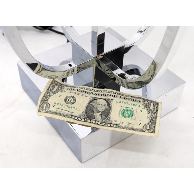 Silver Chrome & 5 Milk Glass Globes Mid-Century Modern Table Lamp For Sale - Image 8 of 11