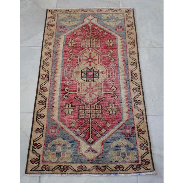 1960s Entryway Rug, Bath Mat, Kitchen Decor, Small Rug, Turkish Rug, Doormat 1'8" X 3'2" For Sale - Image 4 of 9