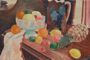 Joseph Yeager Still Life With Fruit, Pineapple, and Pitcher Interior 1940