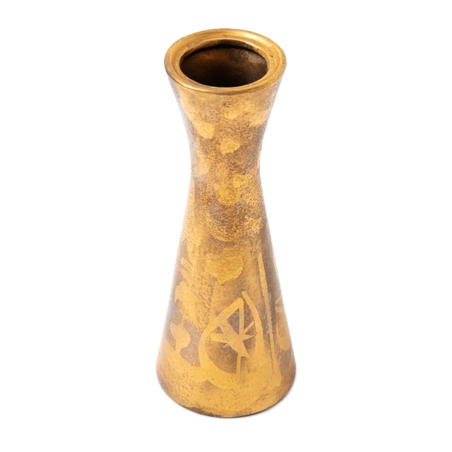 Sascha Brastoff Sascha Brastoff Gold Ceramic Bud Vase For Sale - Image 4 of 7