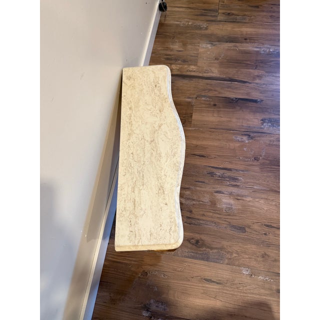 Mid 20th Century Louis XV/Baroque Style Low Ornate Carved Gold Console Table With Marble Top For Sale - Image 4 of 11