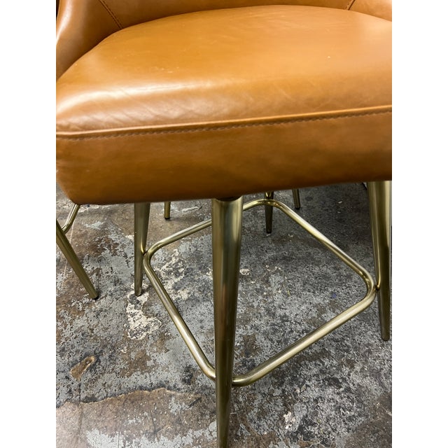 Mid-Century Modern West Elm Mid Century Swivel Counter Stools, Set of Five For Sale - Image 3 of 12