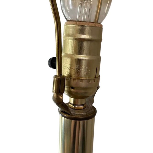 Vintage Frederick Cooper Brass Table Lamp With Pleated Shade, 29” Tall For Sale - Image 9 of 10