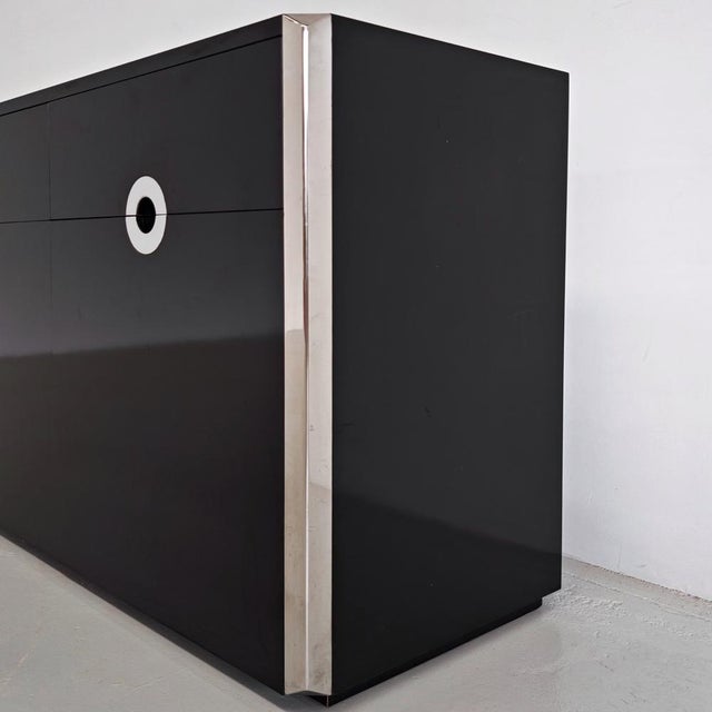 Bar Sideboard in Black Laminate and Chrome by Mario Sabot, 1970s For Sale - Image 10 of 18
