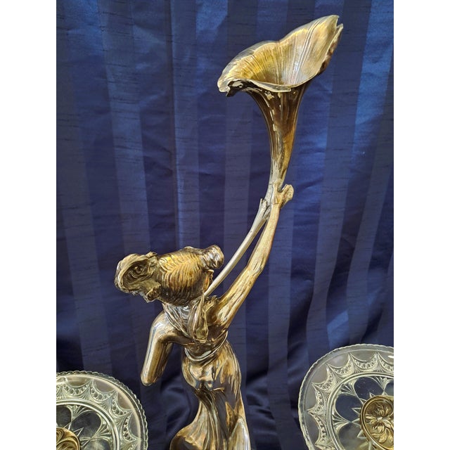 1900 - 1909 Art Nouveau Silver-Plated Centrepiece with 2 Glass Inserts and Etched Motifs, 1903 For Sale - Image 5 of 9