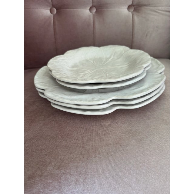 Late 20th Century Portugal White Ceramic Plates by Sur La Table, Set of 5 For Sale - Image 4 of 9