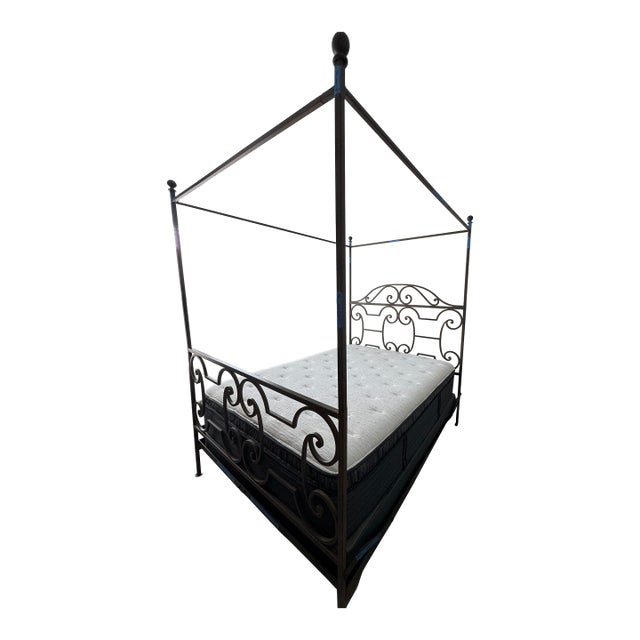 Iron 4 Poster Canopy Queen Bed Frame For Sale