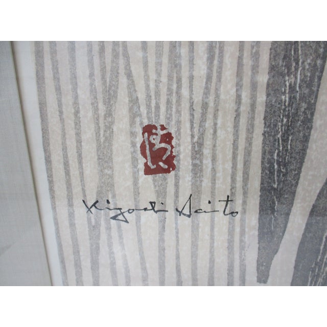 Beige Kiyoshi Saito Japanese Mid Century Woodblock Signed Print " Buddha " For Sale - Image 8 of 11