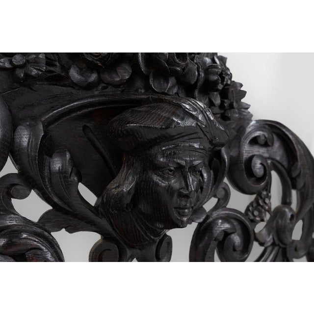 Baroque Carved Black Wooden Sculptured Shelf, France, 1850s For Sale - Image 6 of 16