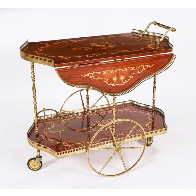 1960s Vintage Italian Sorento Marquetry Drinks Trolley, 1960 For Sale - Image 5 of 18