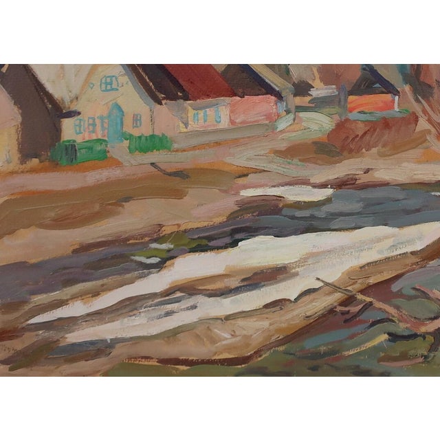 1980s 1980s Ukrainian Impressionism Oil Painting, Rural Autumn Landscape 50-69,5 For Sale - Image 5 of 6