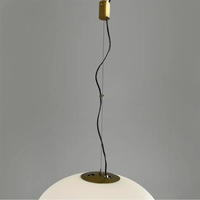 Gold Mid-Century Modern Italian Opaline Glass Pendant Lamp from Stilnovo, 1960s For Sale - Image 8 of 15