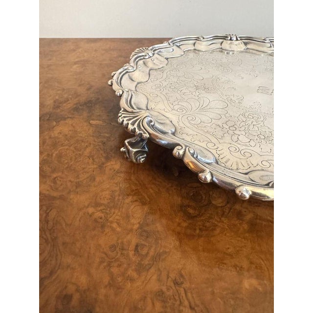 Mid 19th Century Antique Victorian Silver-Plated Tray, 1860 For Sale - Image 5 of 6