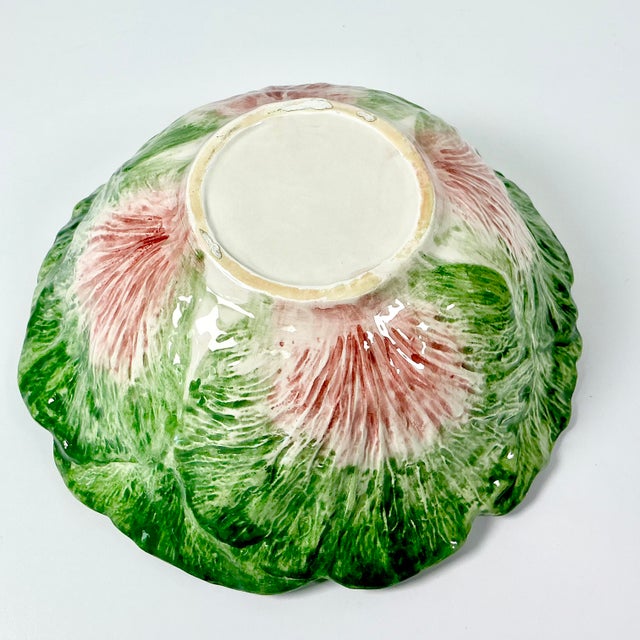 1980s Vintage Hollywood Regency Boho Chic Majolica Cabbageware Serving Bowl For Sale - Image 10 of 10