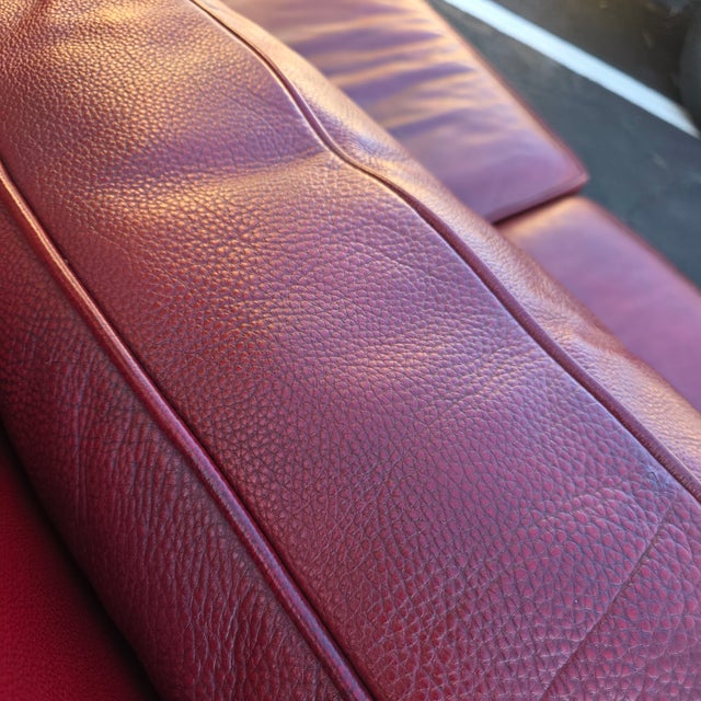 Hancock & Moore Sundance Burgundy Leather Sofa With Nailhead Trim and Turned Bun Feet For Sale - Image 9 of 18