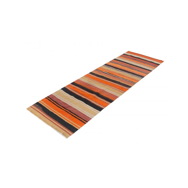 Mid-Century Modern Vintage Orange Turkish Kilim Runner - 2`11" X 10`4" For Sale - Image 3 of 6